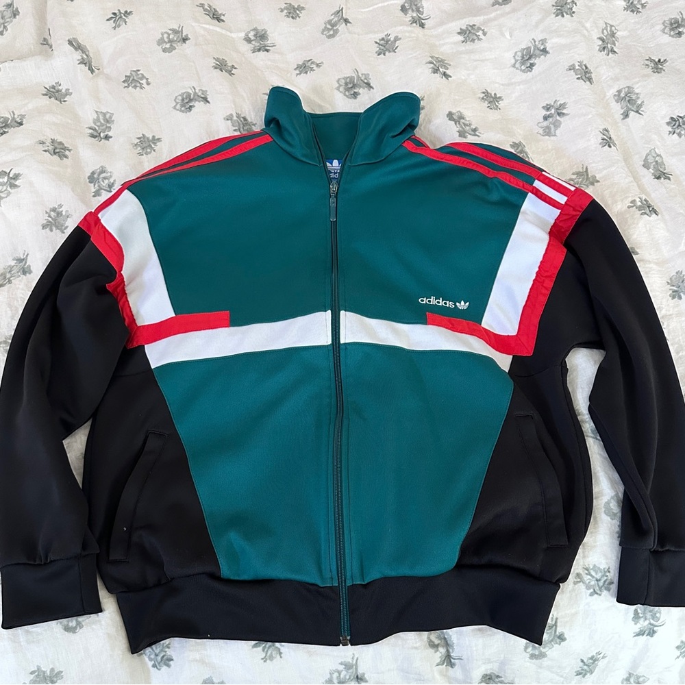 Adidas Men's Teal and Black Jacket